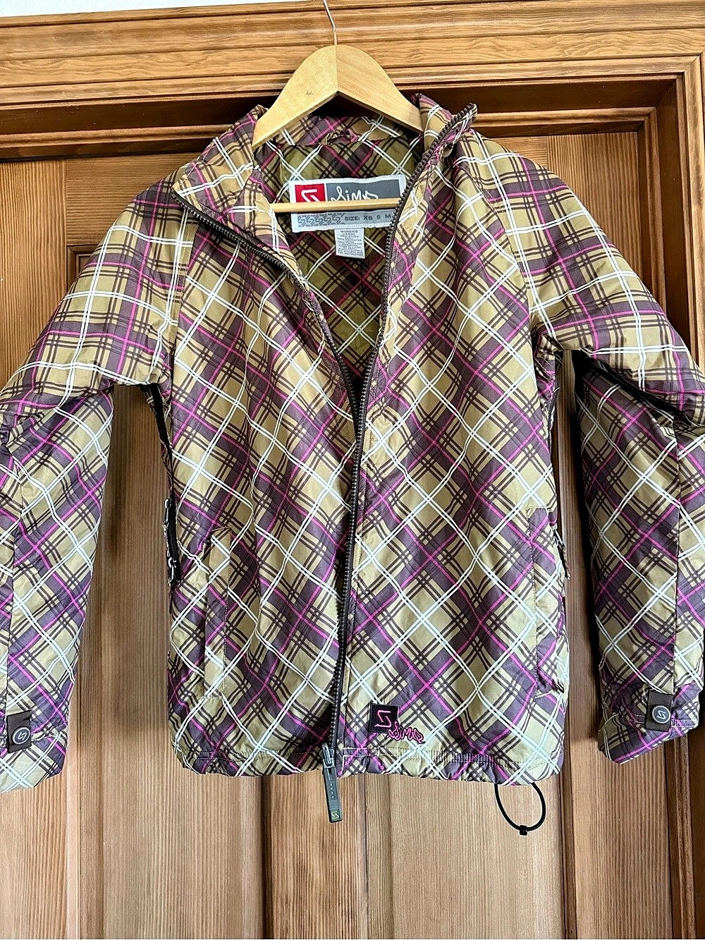 Sims Plaid Ski Jacket in Brown & Pink Large Like New